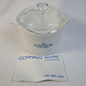 Vintage Corning Ware Blue Cornflower P-55-B 4 Cup / 32oz Saucemaker with Lid
